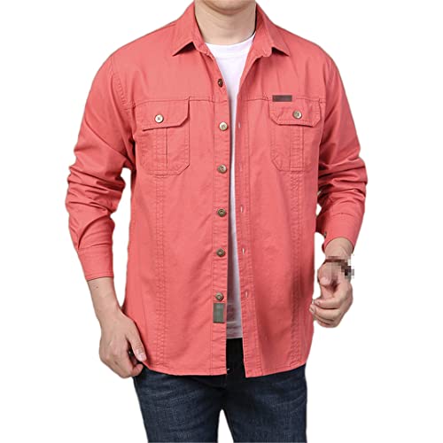 Chemise à manches longues homme 3XL rouge avec grandes poches style business décontracté