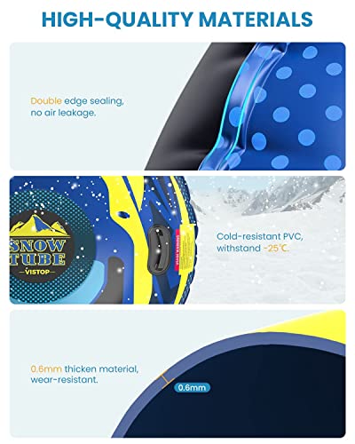 Snow Tube for Kids and Adults, Inflatable Sledding Heavy Duty Thickened Bottom with Sturdy Handles, Inflatable Sled Toboggan Winter Outdoor Fun Toys for Children Boys Girls 47 inch, Blue