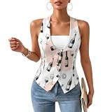 JOJOART Women's Suit Vest Sleeveless Button Down Top Waistcoat with Pockets
