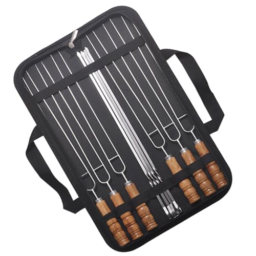 Toyvian 10pezzi Spiedo Con Manico in Legno Bastoncini Per Barbecue in Inossidabile Per Facile Da Pulire e Riutilizzare