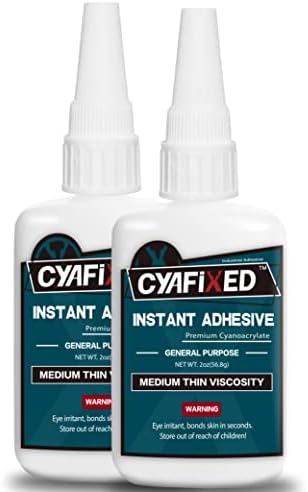 Premium Cyanoacrylate (CA) Super Glue by CYAFIXED - 4 Oz Value Pack, Fast Curing Strong Glue - Medium Thin 45 CPS Viscosity Adhesive for Metal, Magnet, Plastic and DIY Crafts