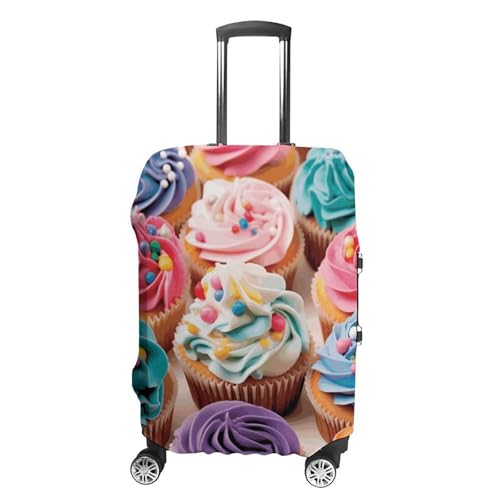 Anti-Scratch Luggage Cover Birthday Cupcakes Printed Luggage Case Protector Washable Suitcase Covers Elastic Suitcase Protector for Size S (19-21 inch) Luggage