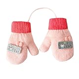 Baby Kleinkind Winter Handschuhe Fäustlinge auf Schnur Niedlicher Warm Baby Fäustel mit Plüsch Winter Weich Doppelt Strickhandschuh Kinder Schnee Handschuhe für Baby Mädchen Jungen 1-5 Jahre Geschenk