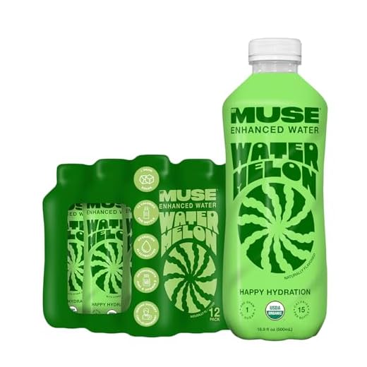 My Muse Organic Enhanced Flavored Water, Watermelon, 16.9oz Bottle (12 Pack), Zero Sugar Added, With Zinc, Vitamin A & E, Elderberry, Immunity Support, Low Calories, Healthy, Keto Friendly