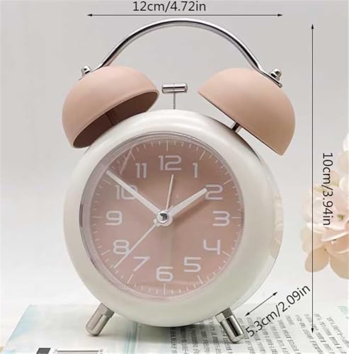 Image of TB-01 Metal Twin Bell Alarm Clock | Loud Alarm Analog Desk Clock with Silent Sweep Movement, Bedside Table Clock for Kids, Bedroom, Office & Study Table, Pink
