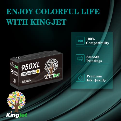 Kingjet Compatible Ink Cartridge Replacement For Hp 950 951 950Xl 951Xl Work With Officejet Pro 8600 8610 8620 8100 276Dw 251Dw Printers (Black/Cyan/Magenta/Yellow) #TOP4