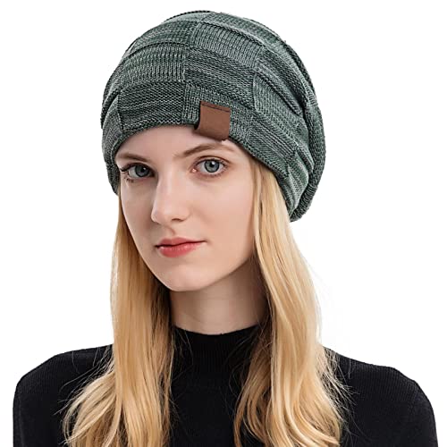 Gorro despojado para mulheres, crochê despojado tricotado crochê | Gorro xadrez lã camada dupla mela