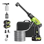 Cordless Pressure Washer, 800PSI Brushless Motor with 6-in-1 Nozzle, Battery Powered Jet Wash with 2x 4000mAh Batteries, 20ft Hose & Tap Connector for Car, Patio and Garden