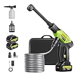 Cordless Pressure Washer, 800PSI Brushless Motor with 6-in-1 Nozzle, Battery Powered Jet Wash with 2x 4000mAh Batteries, 20ft Hose & Tap Connector for Car, Patio and Garden
