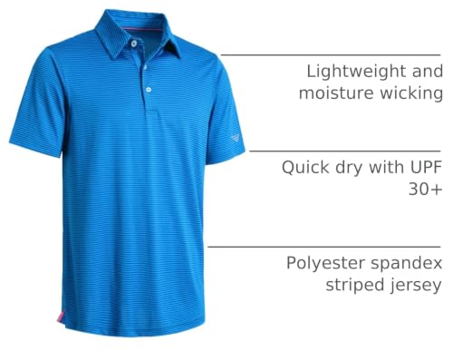 Image of Men's Golf Polo Shirts Short Sleeve Striped Performance Moisture Wicking Dry Fit Golf Shirts for Men