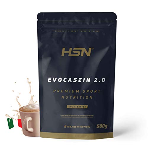 Caseína Micelar de HSN Evocasein 2.0 | Capuchino 500 g = 17 Tomas por Envase | Proteína Lenta Digestión para Antes de Dormir | Recuperador Muscular Nocturno | No-GMO, Vegetariana, Sin Gluten