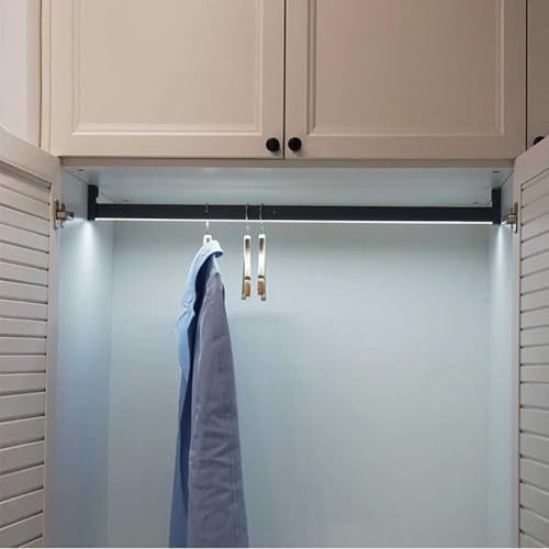 Tringle à vêtements en métal noir haut de gamme de 40-120 cm avec éclairage LED autonome