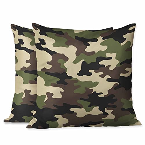 Beabes MJ-PC-A067 Pillow Cases Fashion Black Brown Green Camo Seamless Pattern Pack Of 2,Decorative Throw Pillow Covers cover