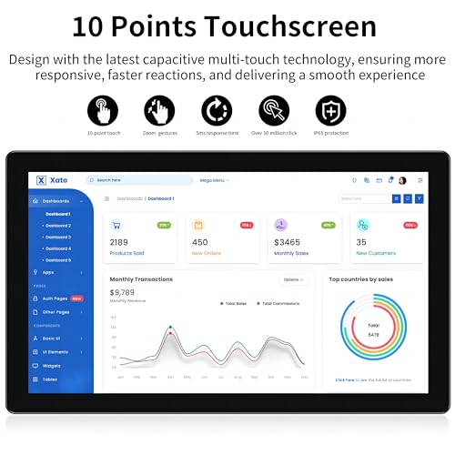 Image of Touch Screen Monitor 15.6 Inch 10-Points FHD 1920 * 1080 VESA Support Built-in Speakers HDMI,VGA& USB-C for Industrial Business POI /POS /Kiosk /Automation