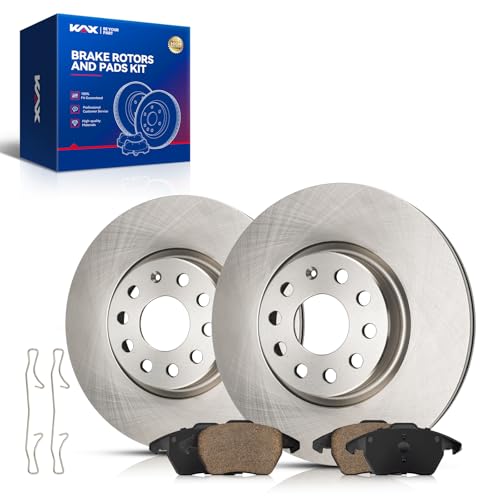 Image of KAX Front Brake Kit Fits Volkswagen Jetta 2005-2014, CC 2009-2012 | OE Brake Rotors and Ceramic Brake Pads for Volkswagen Eos 2007-2012, Volkswagen GTI 2006-2010, Audi A3 2006-2013