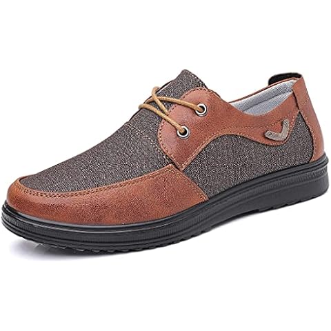 COSIDRAM Mens Casual Shoes Canvas Loafers Breathable Lightweight Walking Flat Outdoor Brown 10.5 Cover