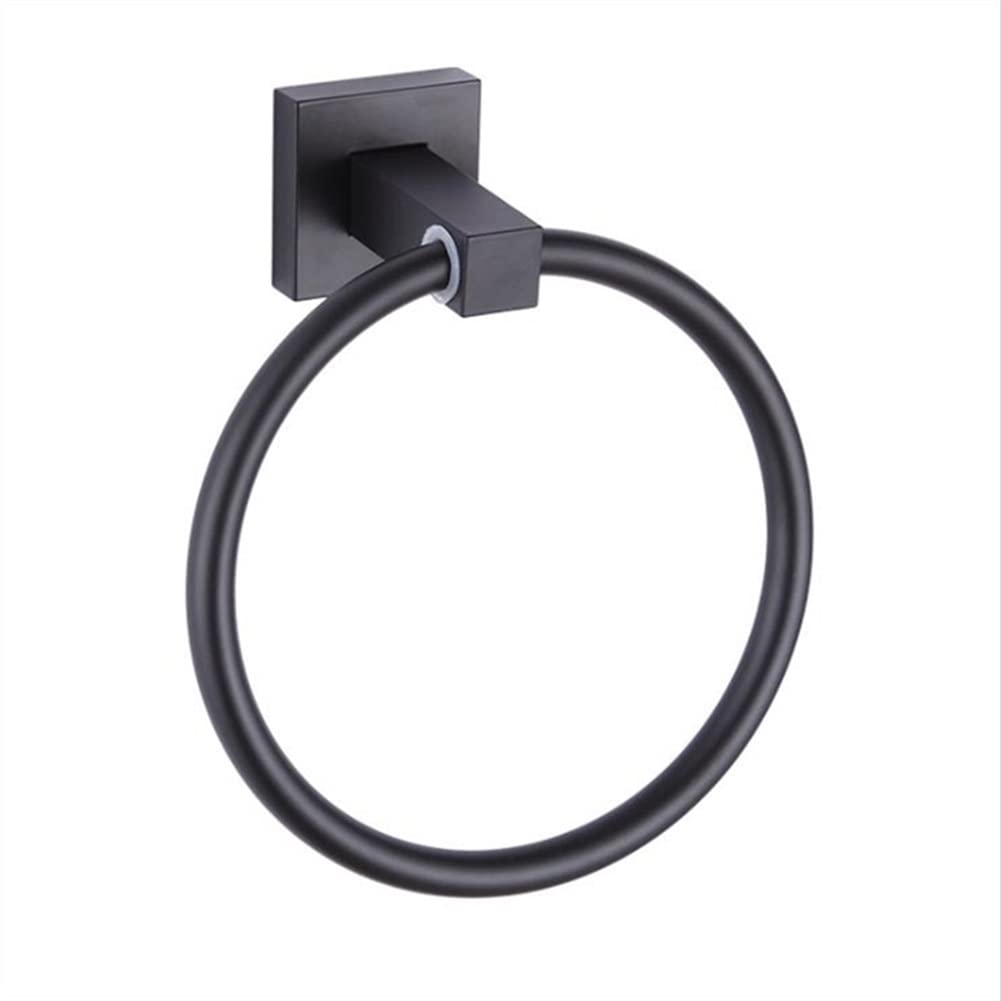 Porte-serviettes salle de bain anneau noir mural en aluminium space support serviette rond
