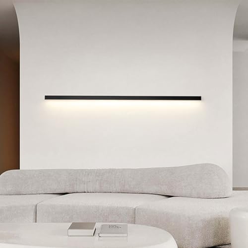 Aplique de pared LED negro de 80cm minimalista rectangular para iluminar el salón 1