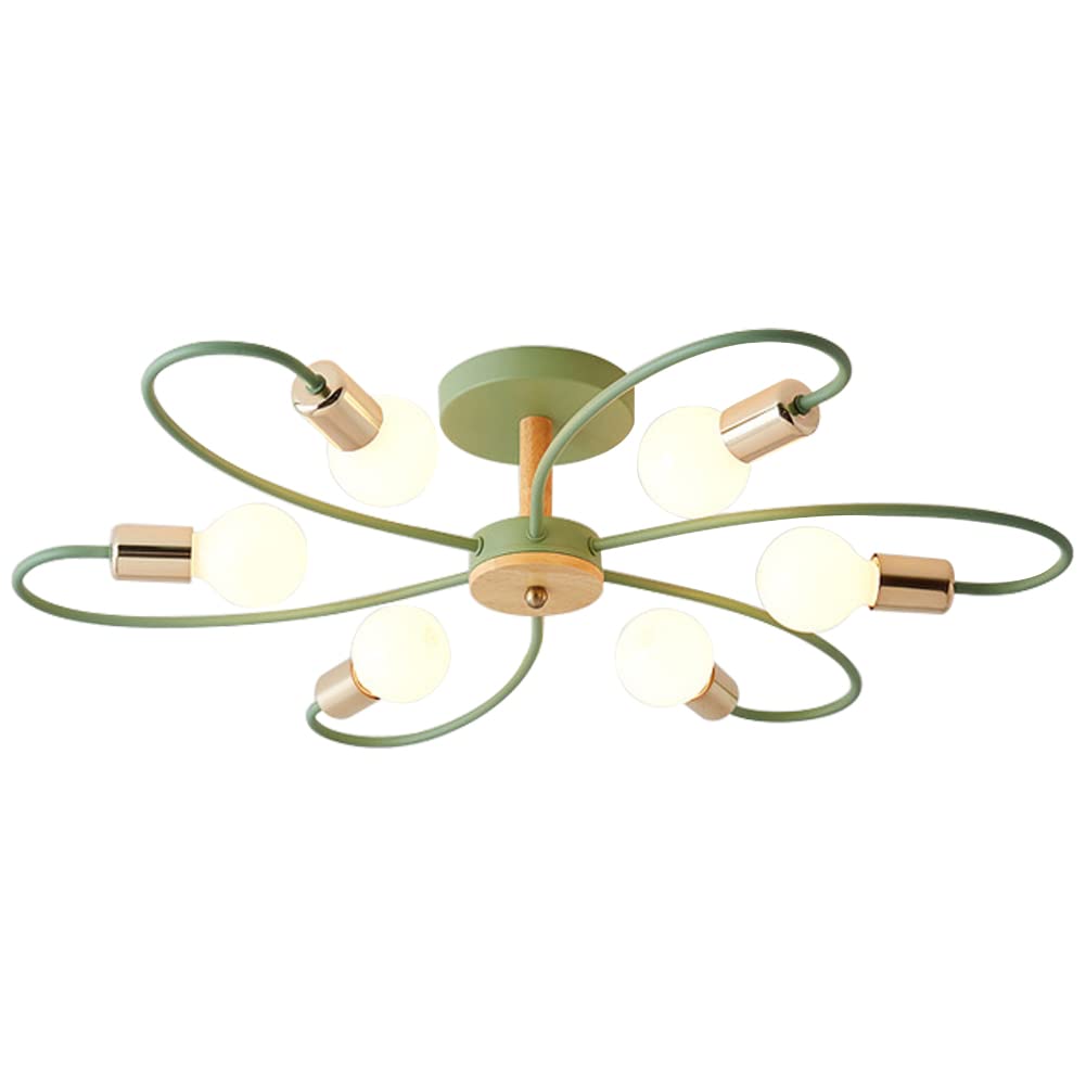 Plafonnier semi-encastré Sputnik en métal vert et finitions soignées