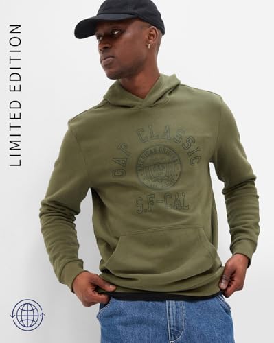 Image of Gap Men Regular Fit Logo Print Full Sleevesd Cotton Hoodie