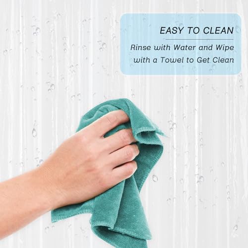 Yisure No Hook Clear Shower Curtain Liner Peva Plastic Waterproof Heavy Duty Bathroom Curtain Hook Free Transparent Shower Liner 72X74 Inches thumb #7