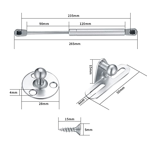 2 Stück Hydraulic Gasdruckfeder, 100 Nm/10 kg Gasdruckdämpfer, Kompressionsfeder Beschläge, Gasfeder Soft Close Scharniere, (2)