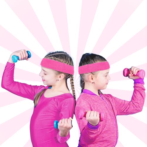 Image of Bememo 36 Pcs Neon Sweatbands Set for Kids 12 Headbands 24 Wristbands Bulk Sports Sweat Bands Athletic for Children Basketball Tennis Running Gym Student Gifts Glow Party