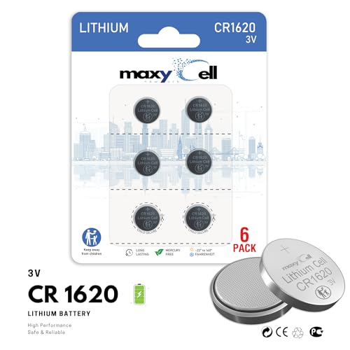Image of CR1620 Lithium Coin Cell Battery 3V High-Capacity Long-Lasting Reliable Power for Watches, Key Fobs, Toys, Calculators, Medical Devices, Thermometers, Leak-Proof DL1620 ECR1620 (6 Pack)