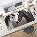 Black and White Horses Desk Mat Non-Slip Laptop Writing Pad Large Keyboard Mousepad with Rubber Base 23.6