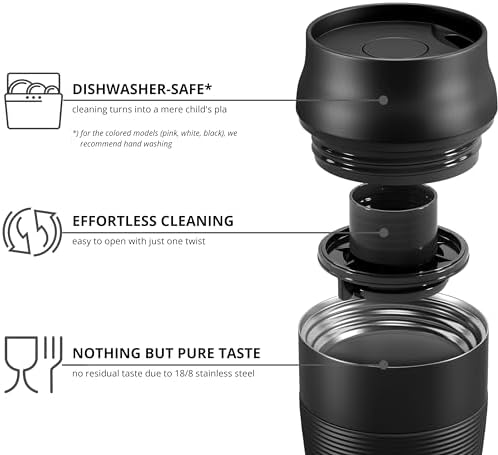 Termiczny Kubek To-Go - Odporny na przeciekanie, można myć w zmywarce i nie zawiera BPA | 360ml do kawy, Izolacja próżniowa ciepło + zimno | Herbata/podróżny ze stali nierdzewnej, picia