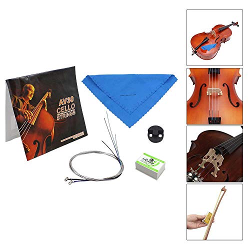 image for Bnineteenteam 4 in 1 Cello Kits, Cloth Rosin Cello Practice Cello Stri
