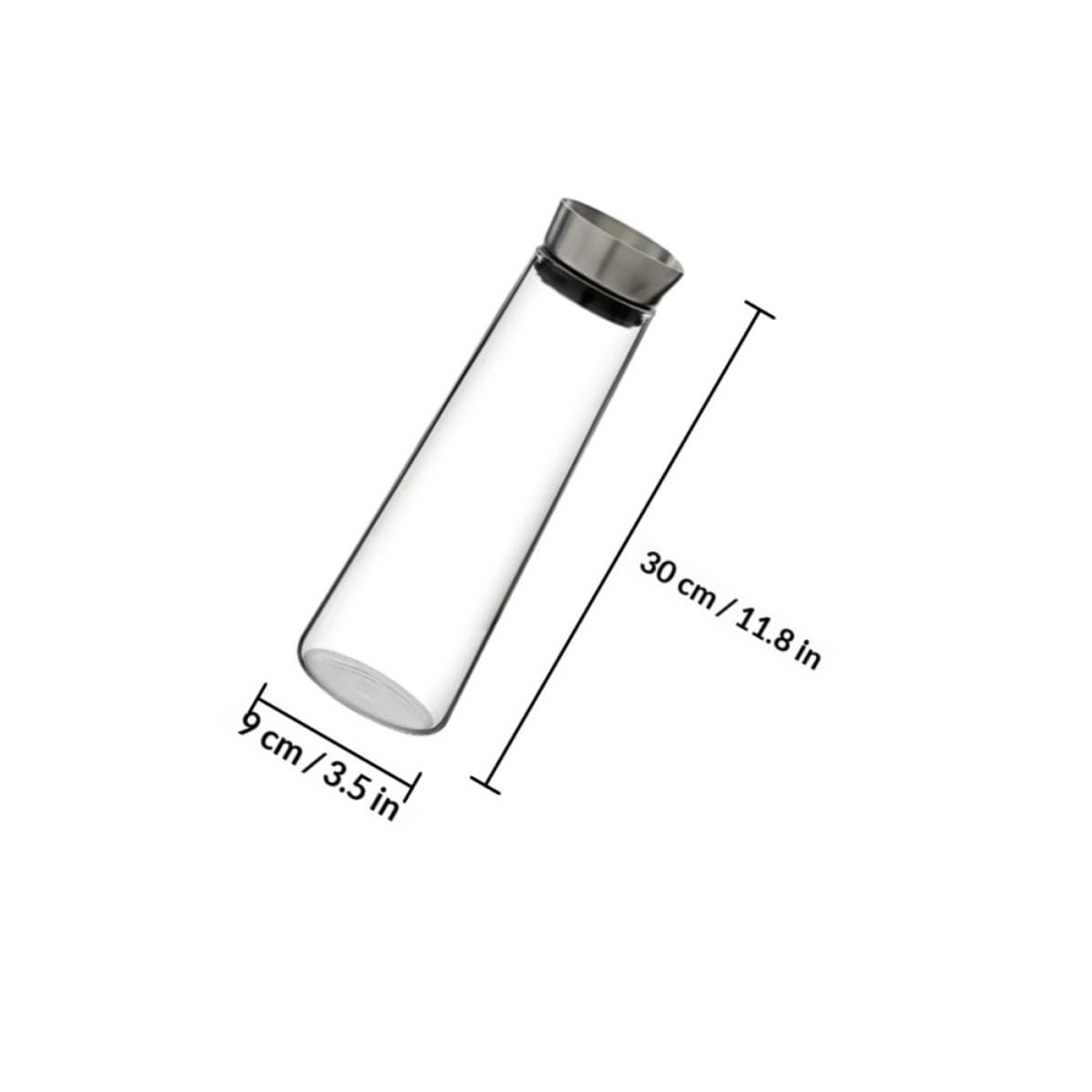 KALLORY Jarra de Vidrio a Prueba de Fugas Diseño Clásico y Elegante de 1l Tapa Inoxidable para Agua Fría para Uso en Oficina o Fiesta