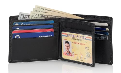Image of Stealth Mode Leather Bifold Wallet for Men With ID Window and RFID Blocking