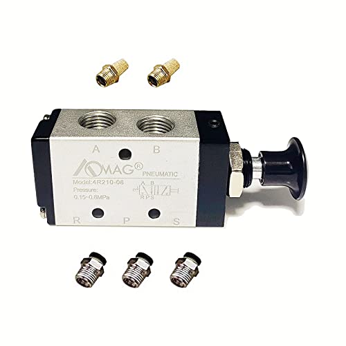 Aomag Pneumatic 1/4" Pt 5 Way 2 Postion Air Hand Lever Operated Valve Pneumatic Solenoid Valve Manual Control Push-Pull 4R210-08 #TOP12
