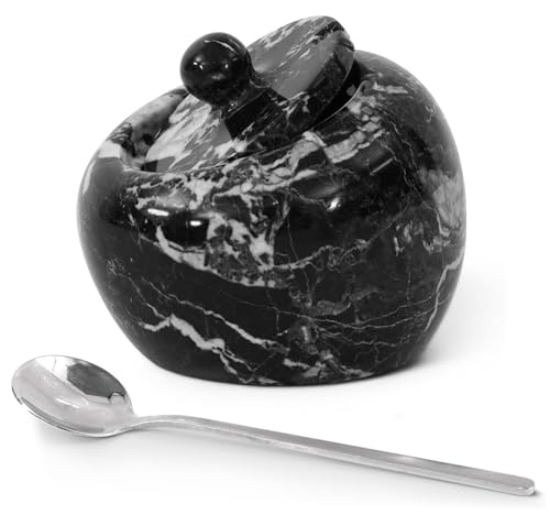 Radicaln Marble Salt Cellar with Lid 4" Inch Black Salt