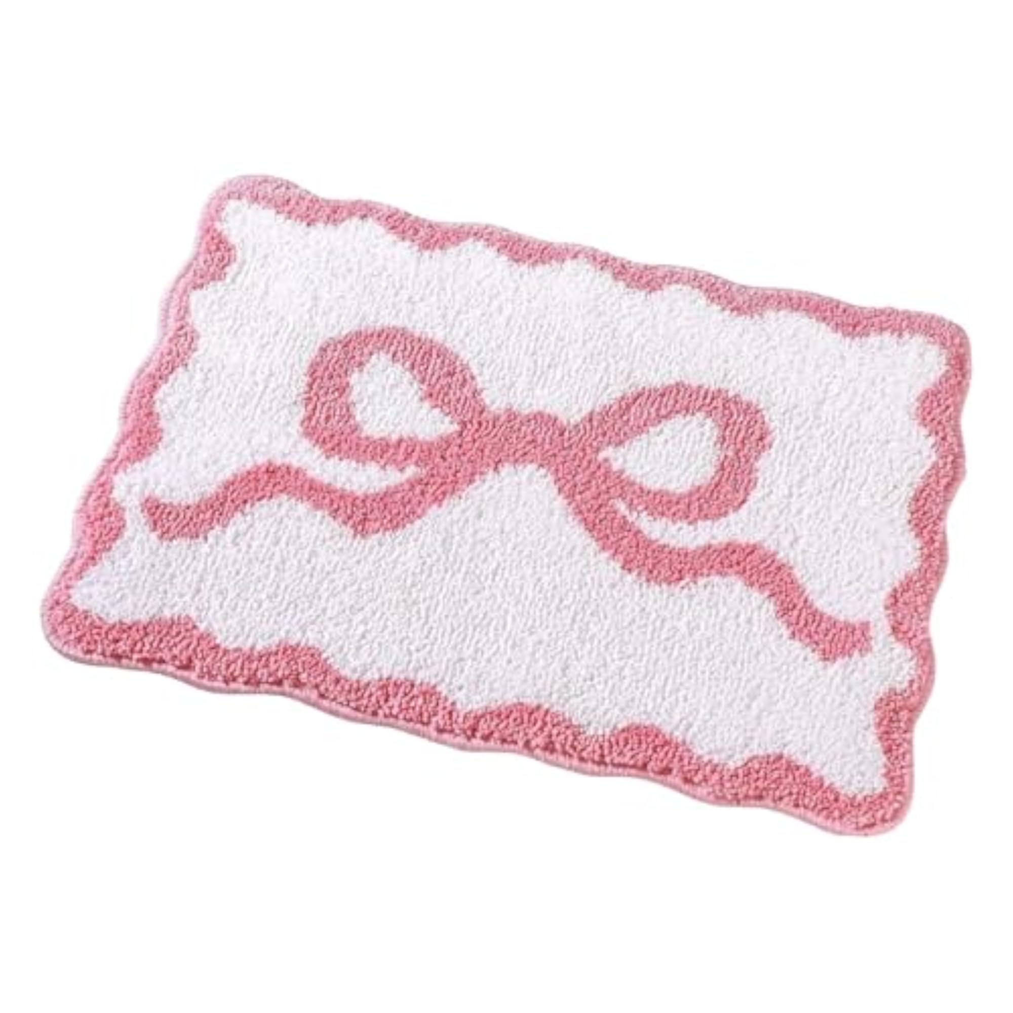 Water Absorbent Bath Rug, Soft Washable Irregular Shape, Pink