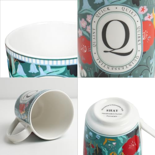 Image of Shay Alphabet Mug 300ml, Letter Q Printed Coffee Mug for Girls, Boys, Friends | Ceramic Mug |Glossy Finish | Ceramic Coffee Cup | Porcelain | Microwave Safe (Alphabet Mug - Q)