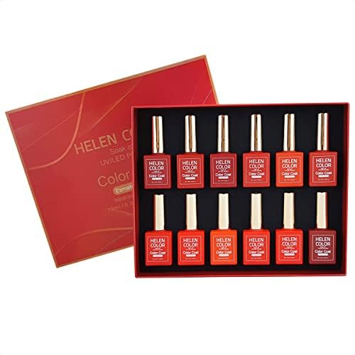 Kit Esmalte em gel Esmaltes Vermelhos 12 cores Helen Color