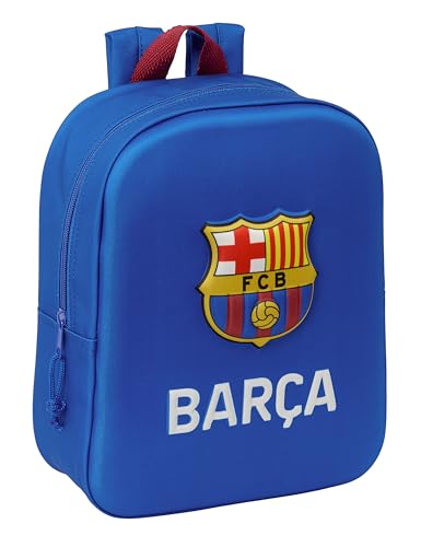 Safta F.C. BARCELONA 3D - Mochila de Guardería 3D, Adaptable a Carro, Fácil Limpieza, Ideal para Niños de Diferentes Edades, Cómoda y Versátil, Calidad y Resistencia, 22x10x27 cm, Color Azul marino