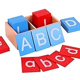 Alphabet ABC Lernkarten, Kindertafel mit Doppelten Buchstaben aus Sandpapier, Montessori Sandpapier Buchstaben Pädagogisches Frühes Lernen Spielzeug (Wie gezeigt)