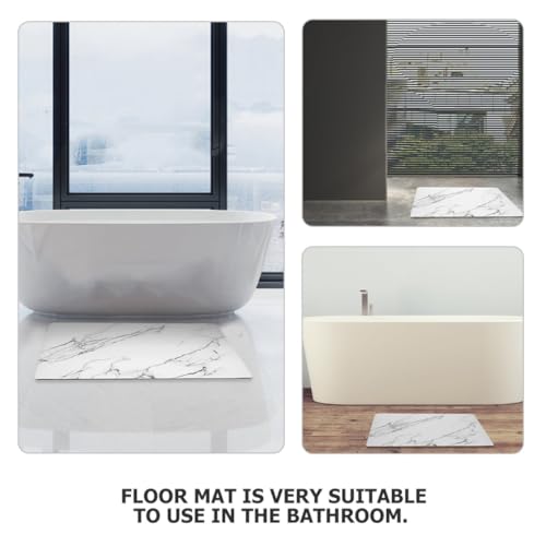 Tapis de bain absorbant en PU blanc effet marbre anti-glisse