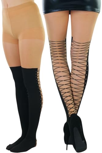 Image of ToBeInStyle Women's Full Footed Pantyhose with Thigh High Designs