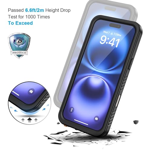 Lanhiem for iPhone 16 Case, IP68 Waterproof Dustproof Shockproof Cases with Built-in Screen Protector, 360 Full Body Protective Heavy Duty Rugged Phone Cover for iPhone 16-6.1 inch (Black/Clear) Lanhiem for iPhone 16 Case, IP68 Waterproof Dustproof Shockproof Cases with Built-in Screen Protector, 360 Full Body Protective Heavy Duty Rugged Phone Cover for iPhone 16-6.1 inch (Black/Clear)