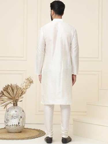 Image of SOJANYA Men's Dupion Silk Solid (Since 1958 Kurta Set & Churidaar Pyjama