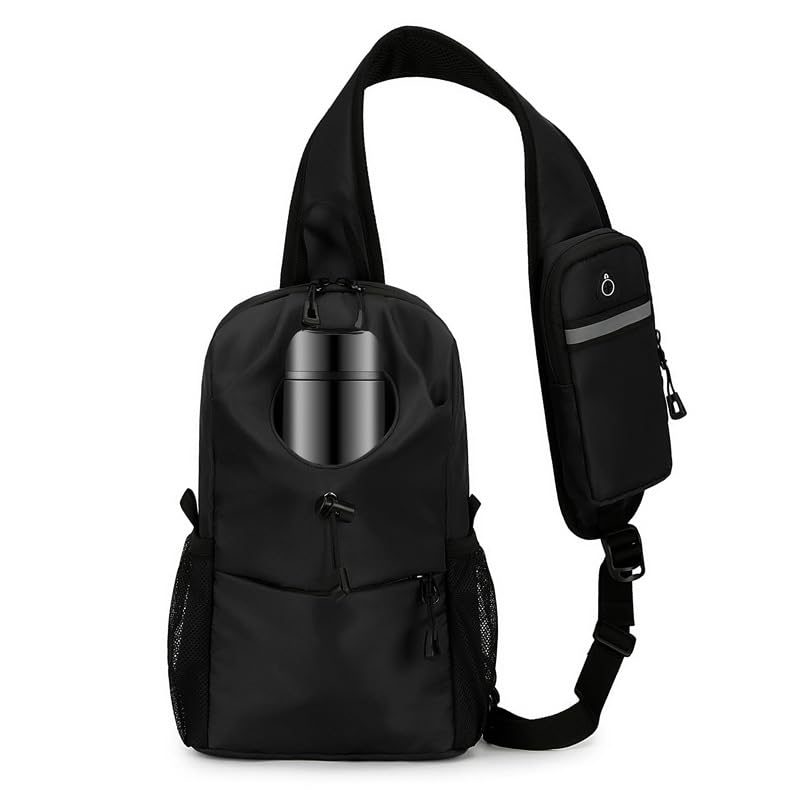 Mochilas masculinas pretas Crossbody Chest Bag Casual Sling (ferroso)