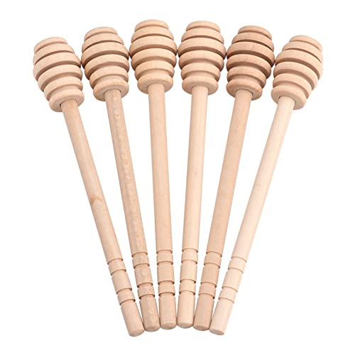 CANDeal 6 pcs Bâtonnets de Miel en Bois, 15 cm Individuellement Cuillère à Miel en Bois Petits Bâtons de louche de Miel en Bois Bruine pour Pot de Miel Dispenser Bruine Miel Faveurs De Fête Cover