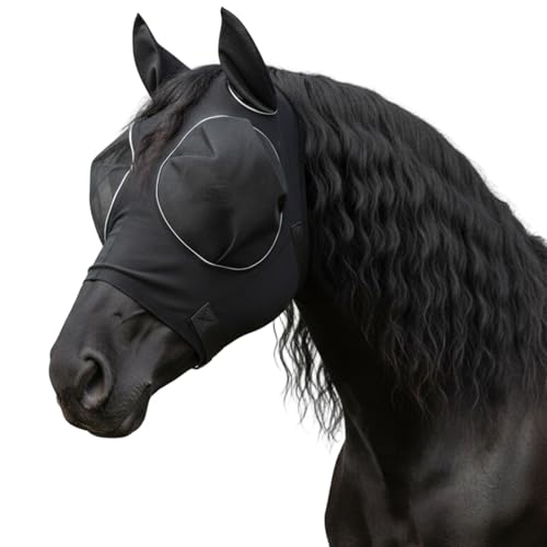 Fly Mask for Horses Fly Masks for Horses Protection During Summer Turnout Trail Riding in Bug-Prone Areas Lycra Fabric with 40 Mesh Count K080 Screen for Enhanced Airflow