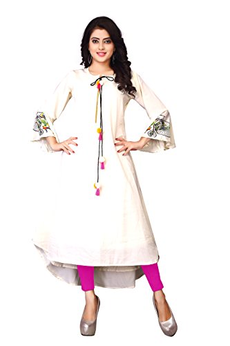 Image of OM SAI LATEST CREATION Women's Crepe Cotton Stitched 3 /4 Sleeves Printed Anarkali Kurti