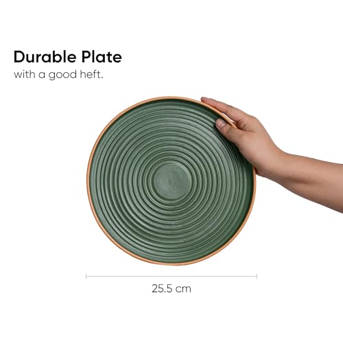 Image of Shay Ceramic Dinner Plates Set, 6 Pieces, Klay Green Series | Matte Finish | Premium Stoneware | Porcelain Plates | Set of 6 Plates for Dinner (Klay Dinner Plates - Green)
