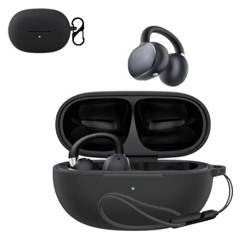 For EarFun Clip 2 �p �P�[�X �J�o�[ �yNOUKAJU�z ���C�����X �C���[�z�� �V���R�� �ی�P�[�X �i�J���r�i�t��+�X�g���b�v�t�� �j �����h�~ �L�Y�h�~ �ϏՌ� �����[�d�\ �h�� �h�o (�u���b�N)